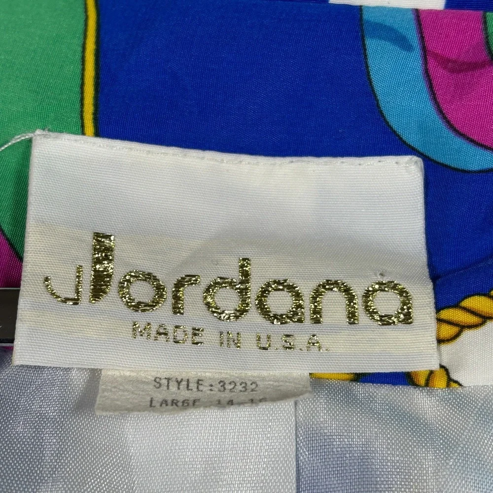 Vintage Jordana Blazer Women Large Blue Nautical Flag Striped Collar USA 80s 90s - Picture 4 of 8